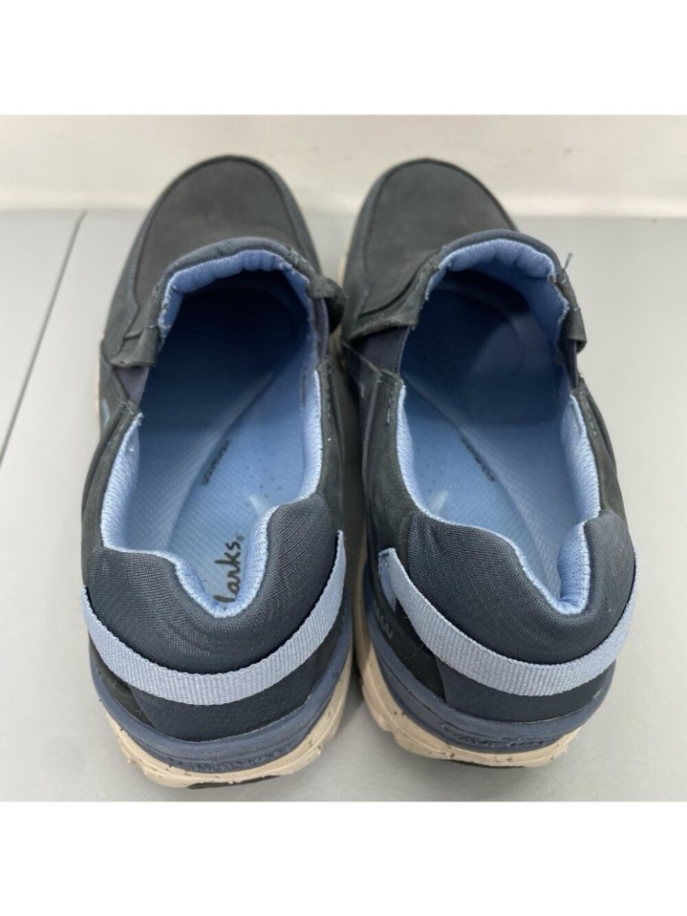 Clarks Wave Plateau Loafer Shoes Slip On Walking Waterproof Leather Blue Women 9 - Picture 8 of 13